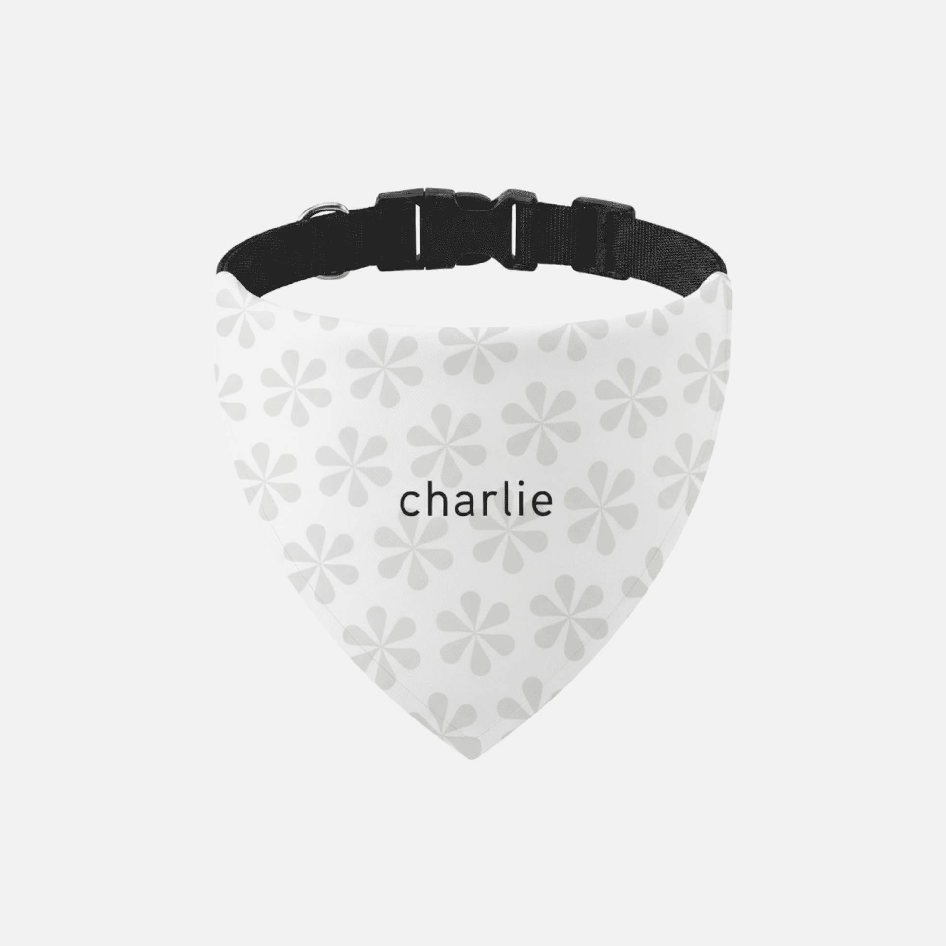 Bandana pour chien et chat avec collier – motif fleurs blanc